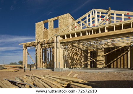 New construction of a house/Framed New Construction of a House/Building a new house from the ground up