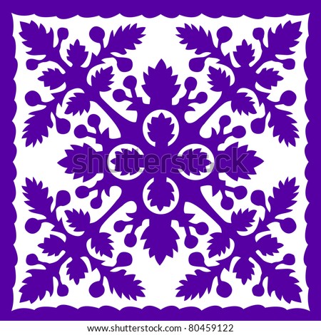 Retro Tropical Purple Hawaiian Quilt Background Vector Illustration