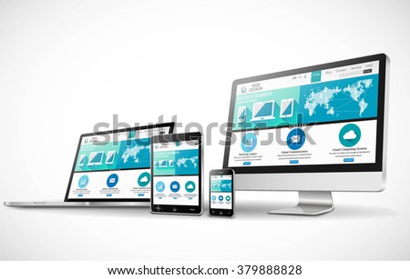 Web design concept with modern devices mockup