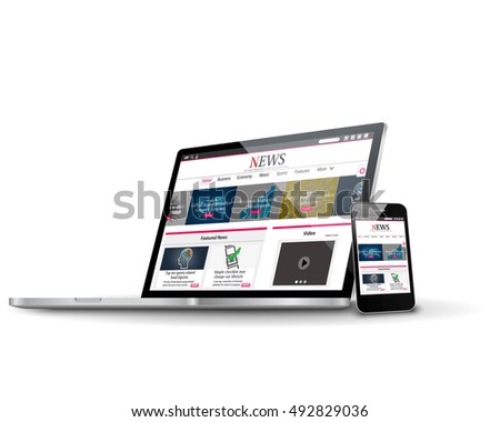 Vector multiple devices with business news internet web site