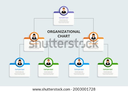 Corporate organizational chart with business avatar  icons. Business hierarchy infographic elements. Vector illustration