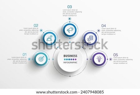 Infographic template with 5 options or steps. Can be used for workflow layout, diagram, annual report, web design