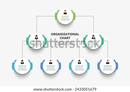 Corporate organizational chart with business avatar icons. Business hierarchy infographic elements