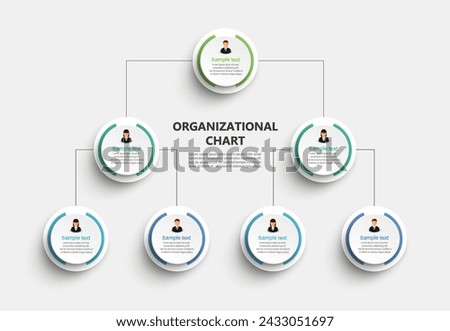 Corporate organizational chart with business avatar icons. Business hierarchy infographic elements