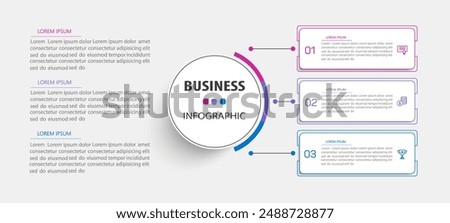 Business infographic design template with 3 options, steps or processes