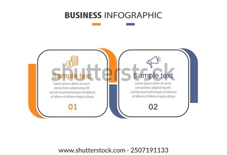 Vector infographic template with icons and 2 options or steps. Can be used for process diagram, presentations, workflow layout, flow chart, info graph	