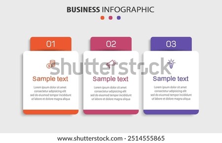 Infographic design template with icons and 3 options or steps. Can be used for process diagram, presentations, workflow layout, banner, flow chart, info graph