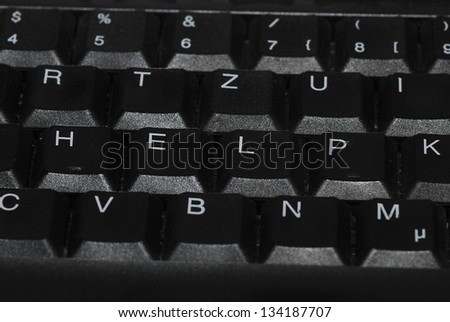 keyboard of a computer with the word help in the middle