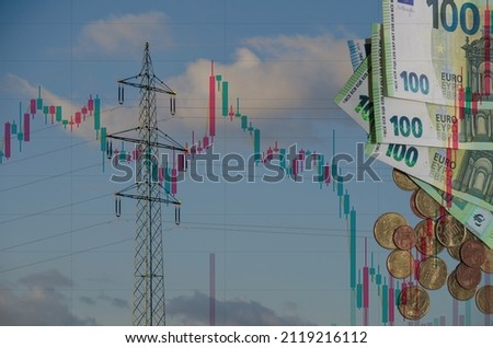 Similar – Image, Stock Photo Socket and euro bills placed in the shape of a circle. Concept of saving electricity at home. Euro banknotes. Electricity costs and expensive energy concept