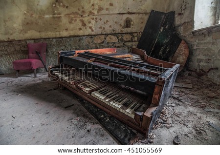 Similar – Image, Stock Photo abandoned old piano in a green field