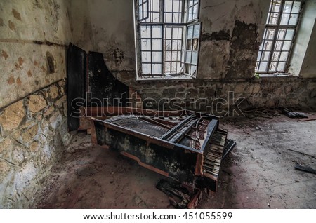 Similar – Image, Stock Photo abandoned old piano in a green field