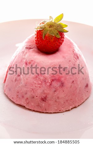 Strawberry Mascarpone on white plate, isolated on white /strawberry mascarpone