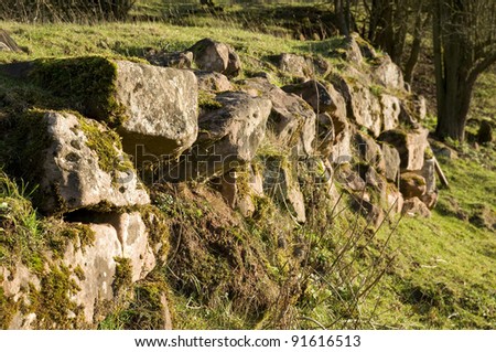 traditional old english field boundary wall