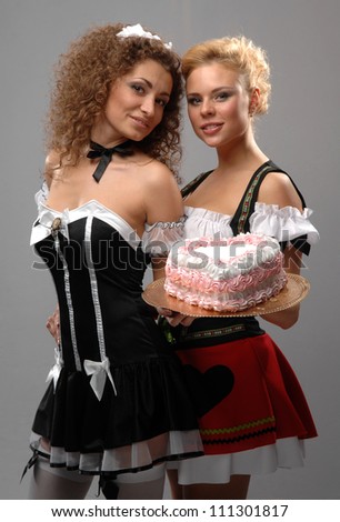 women with cake