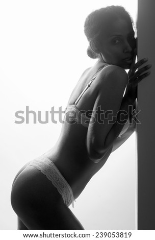 African American beautiful woman in lingerie