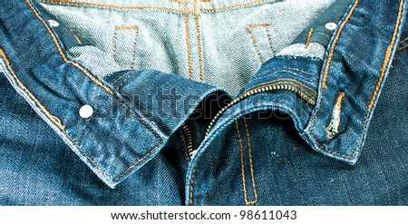 Men blue jeans. Jeans with a zipper.