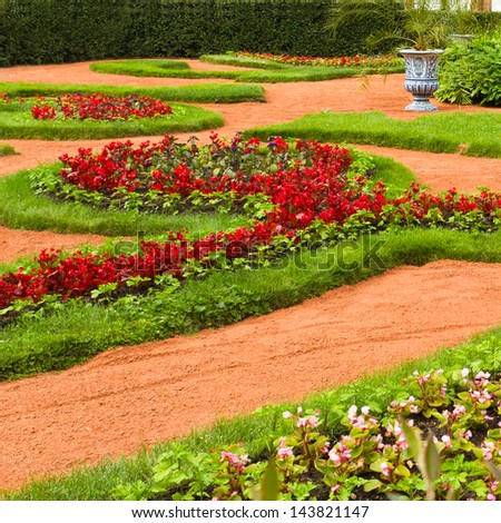 Beautiful landscape gardening design. Landscape architecture - park