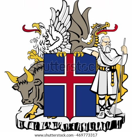 Coat of arms of Iceland - vector illustration.