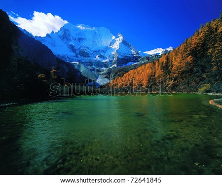snow mount and lake, view in DaoCheng,SiChuan,China