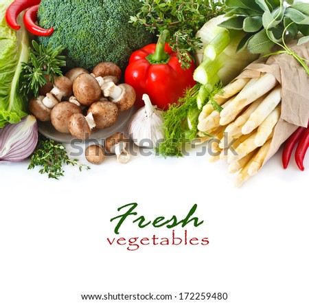 Fresh ripe vegetables on a white background.
