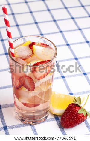 Cold fresh strawberry lemonade