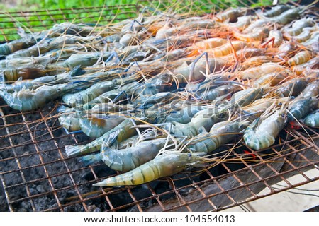 Grilled shrimp on the stove
