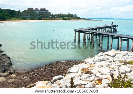 Wooden jetty on the sea,Samed island national park  in Rayong province,East of Thailand.