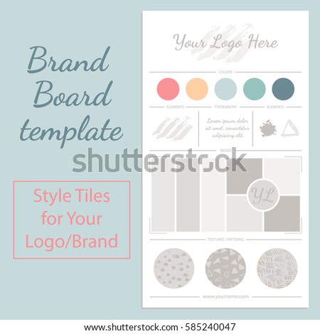 Vector mood board logo template with universal color palette isolated on white background.