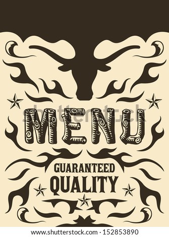 Vector grill - steak - restaurant menu design - western style