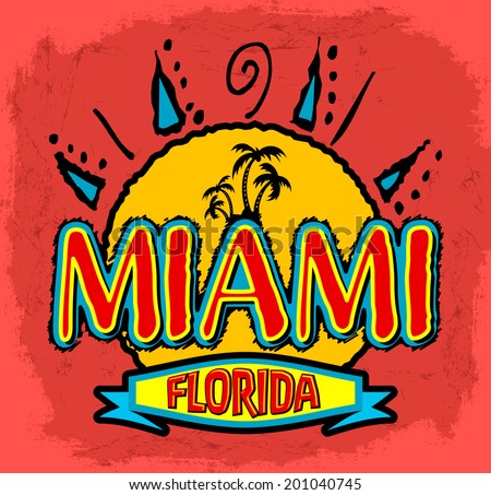 Miami - Florida - vector badge - emblem - summer tropical - heat print