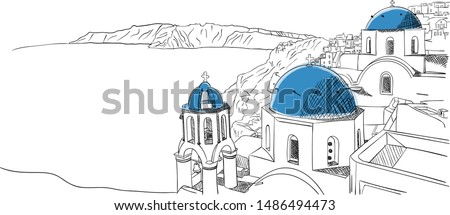 Santorini Greece hand drawn sketch