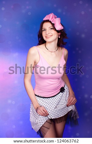 rock and roll dancing beautiful girl in the lush skirt