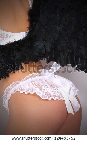 girl dressed in white linen lace-Photo buttocks