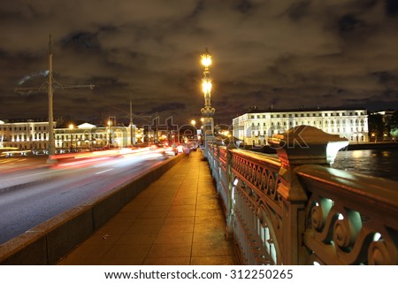 Bridge railing on the night. Long time exposure.