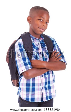 African American School Boy, Isolated On White Background - Black ...