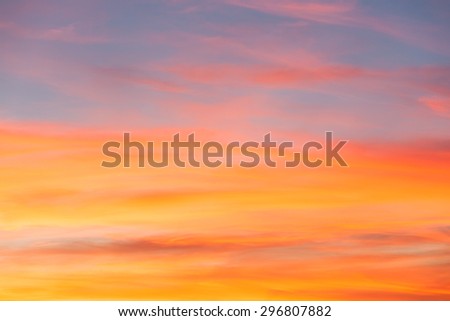 Clear orange and blue sunset sky