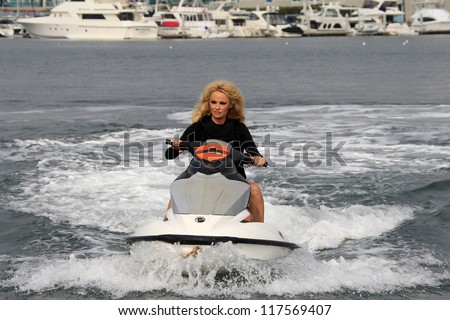 LOS ANGELES - NOV 2: Pamela Anderson at the Sea Shepard\'s Operation Zero Tolerance Antarctic whale defense campaign press conference launch at Fisherman\'s Village on November 2, 2012 in Los Angeles,CA