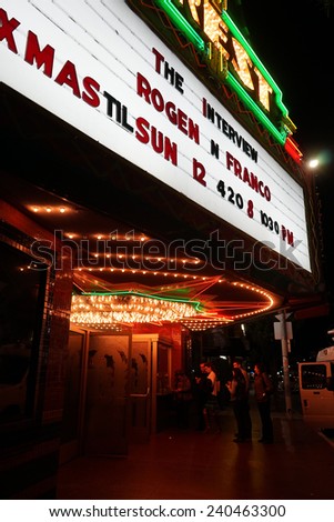 LOS ANGELES - DEC 25: Controversial movie \'The Interview\' opens at the Crest Theater on December 25, 2014 in Westwood, Los Angeles, California