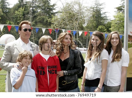 LOS ANGELES - APR 2: Arnold Schwarzenegger, Maria Shriver, their children Christopher, Patrick, Katherine, Christina at the softball game before a premiere at UCLA in Los Angeles, CA on April 2, 2006