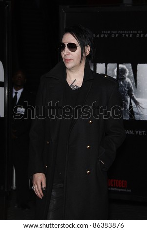 LOS ANGELES, CA - OCT 10: Marilyn Manson at the premiere of Universal Pictures\' \'The Thing\' at Universal Studios Hollywood on October 10, 2011 in Universal City, Los Angeles, California