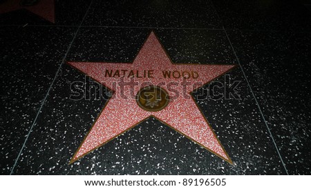 LOS ANGELES - NOV 19: Natalie Wood\'s star on the Walk of Fame on November 19, 2011 in Hollywood, Los Angeles, California.