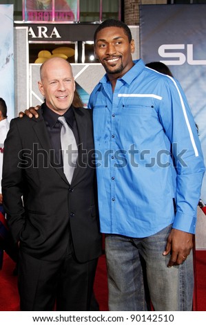 LOS ANGELES - SEPT 24: Bruce Willis and Ron Artest at the world premiere of \'Surrogates\' on September 24, 2009 in Los Angeles, California