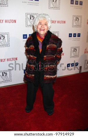 LOS ANGELES - MAR 18: Charlotte Rae arrives at the Professional Dancer\'s Society Gypsy Awards at the Beverly Hilton Hotel on March 18, 2012 in Los Angeles, CA