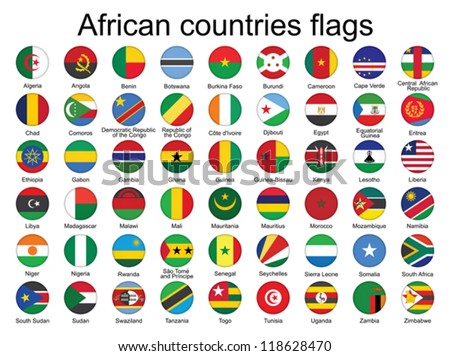 set of round buttons with flags of Africa vector illustration