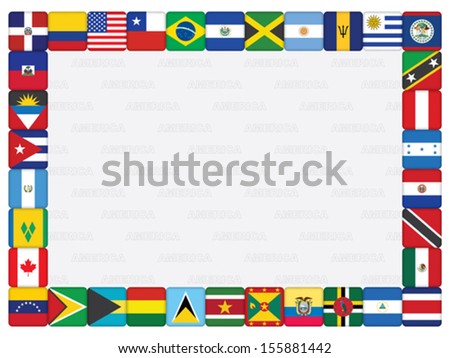 Background With American Countries Flag Icons Frame Vector Illustration ...