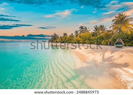 Similar – Image, Stock Photo sunset on the coast of the lake. Natural landscape. reflection, night city illumination, blue sky and yellow sunlight. landscape during sunset.