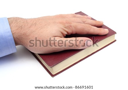 Closeup Of A Hand Swearing On A Bible Stock Photo 86691601 : Shutterstock