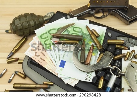 Illegal trade in arms over the internet. Real money EU and the Czech koruna. Illegal trade of ammunition. Detection and arrest of arms dealers.