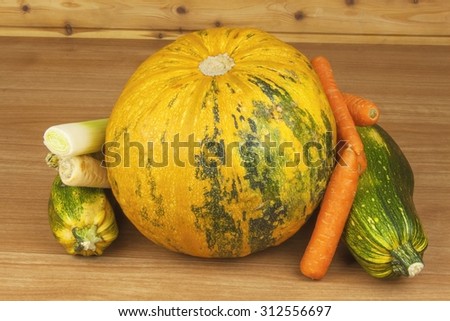 Autumn harvest vegetables. Growing organic vegetables in the country. Diet food for weight loss. Different kinds of vegetables on a wooden kitchen table. Background with vegetables.