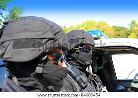 two masked police special unit